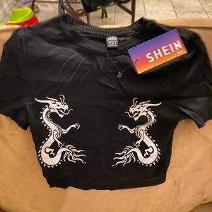 SHEIN sheer black crop top